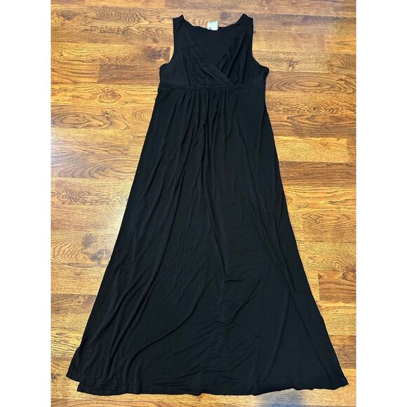 Matty M Women's Soft Knit V Neck Split Hem Maxi Dress Black Size XL Summer Style - Picture 1 of 8